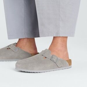 Birkenstock Boston Suede Leather Clog Stone Coin